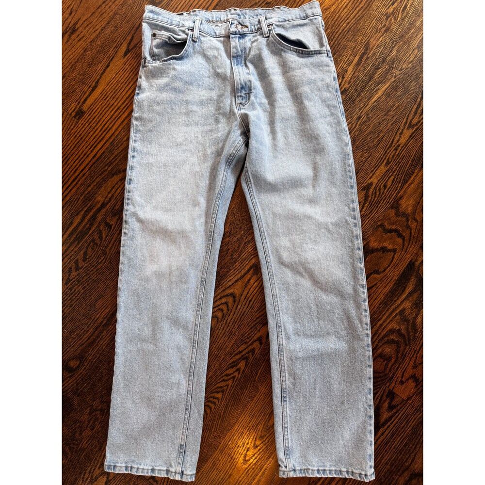 Wrangler 34x32 Light Wash Straight Leg Jeans Relaxed Y2K Denim